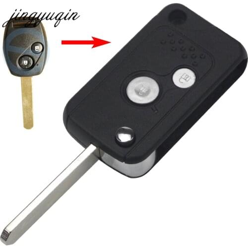 Jingyuqin 10pcs 2 Buttons Modified Flip Folding Key Shell for Honda Accord Civic CRV Pilot Fit Replacement Remote Key Fob Case
