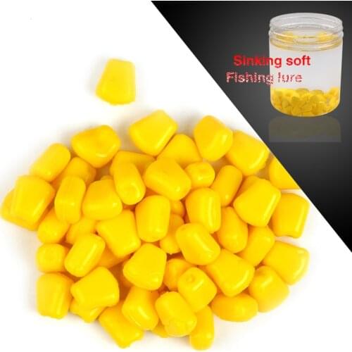 Quality 100Pcs/Lot Fishing Corn Sink Into The Water Flavoured Soft Lure Grass Carp Bait Silicone Soft Plastic Bait Artificial