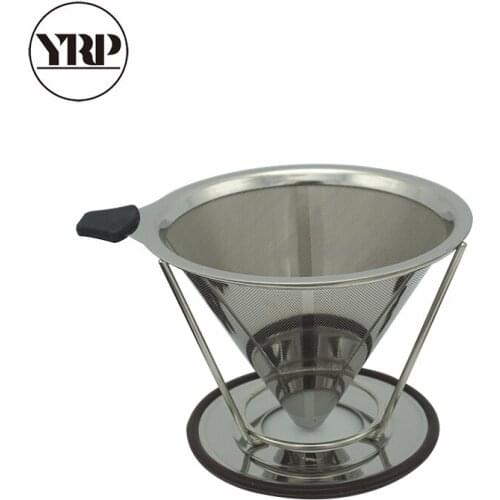 V60 Stainless Steel Cone Coffee filter Dripper Double Layer Mesh Holder Infuse Home Coffee Maker barista Kitchen tools drip