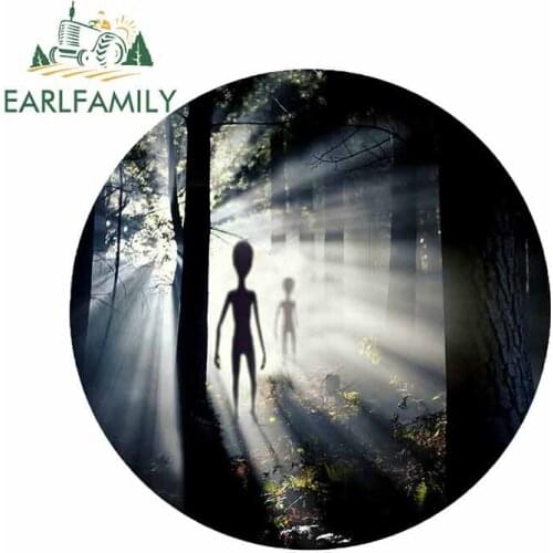 EARLFAMILY 13cm x 13cm For Alien Creative Car Stickers Occlusion Scratch Decal 3D Funny Windshield Surfboard For SUV JDM VAN