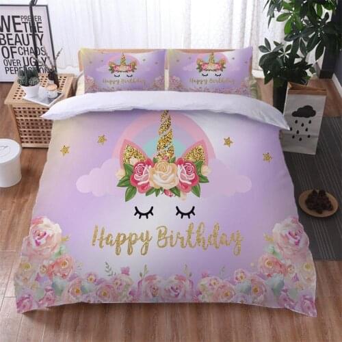Custom 2/3 Pcs 3D Unicorn Bedding Set With Pillowcase Polyester Printed For Kids Duvet Cover Quilt Cover Set Home Textile sjLY
