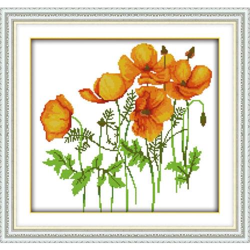 Poppy 10 cross stitch kit aida 14ct 11ct count printed canvas stitches embroidery DIY handmade needlework