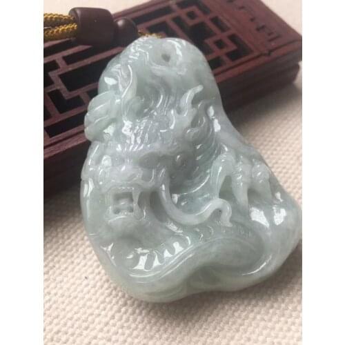 Natural 7A Myanmar jade Handcarved dragon green jade pendant jade necklace pendants jewelry jade necklaces