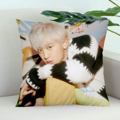 Chanyeol Pillow Cover Bedroom Home Office Decorative Pillowcase Square Zipper Pillow Cases Satin Soft