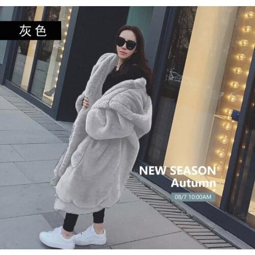 2021 New Winter Oversized Faux Fur Loose Coat Women Parka Long Warm Jacket Coats Hoodies Outwear Hooded Fluffy Coat