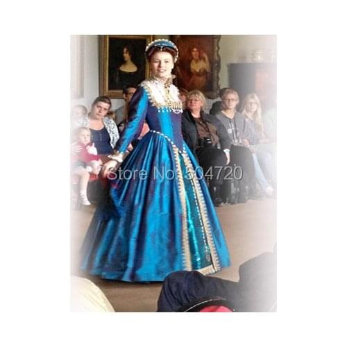 New Arrival Harlots Blue Eras Movie TV Dresses Victorian/Civil War Southern Belle Renaissance Halloween Gothic Dress HL-4