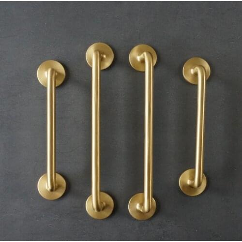 New 1Pc Brass Cabinet Handle Modern Simple Drawer Wardrobe Cupboard Cabinet Door Knob Pure Copper Gold Retro Long Handles