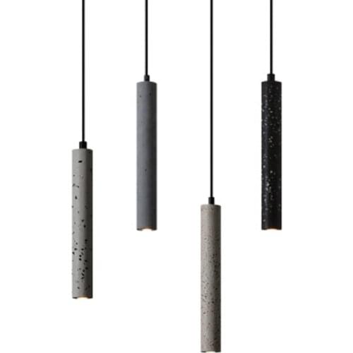 New Modern Marble Pendant Lights Industrial Deco luminaires Concrete Cement Cylinder Pipe Pendant Lamp Cafe Bar Hanging Lighting