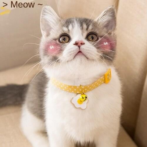 New Cute Bell Collar For Cats Dog Collar Teddy Bomei Dog Cartoon Funny Footprint Collars Leads Cat Accessories Animal Goods