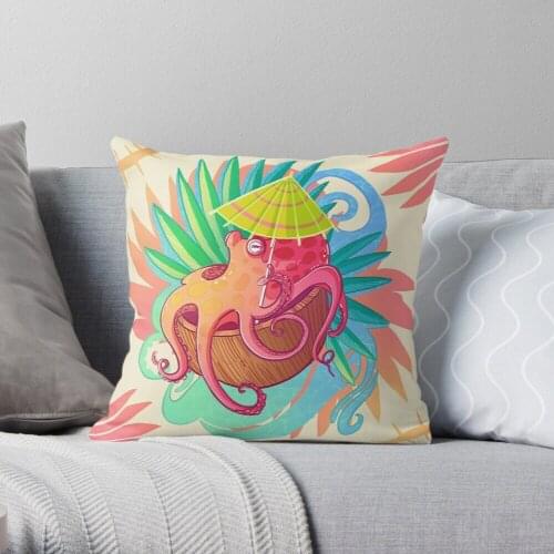 Octopus on the Beach Throw Pillow Cushion Cover Polyester throw pillows case on sofa home living room car seat decor 45x45cm