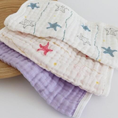 1-2Pcs Baby Towel Cotton Square Muslin Baby Towels 6 Layers Water Washing Handkerchief Newborn Baby Nursing Towel 30*30cm