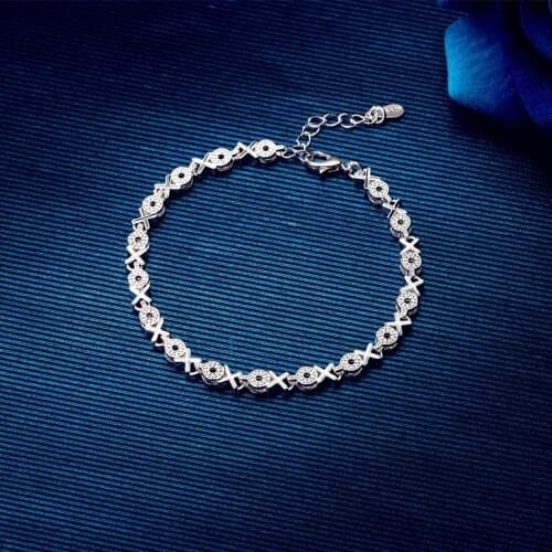 DAIWUJAN Simple Stylish 925 Sterling Silver XO Letter Chain Charm Bracelets & Bangles For Women Girls Wedding Party Jewelry Gift