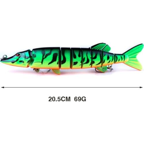 HENGJIA jointed Fishing Lures 8 Segement with Mouth Swimbait Crankbait Lifelike Pike Hard Bait 20cm 69g Fishing Tackle Pesca
