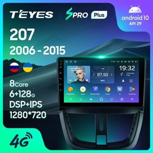 TEYES SPRO Plus For Peugeot 207 2006 - 2015 Car Radio Multimedia Video Player Navigation GPS Android 10 No 2din 2 din DVD