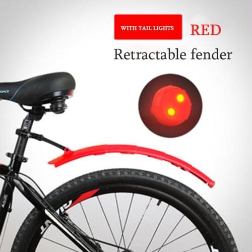 Bicycle mudguards retractable front and rear tire mudguards mountain bike road bike fixed gear accessories with LED lights