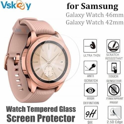 VSKEY 100PCS Tempered Glass For Samsung Galaxy Watch 42mm Screen Protector D30.5mm Sport Smart Watch Protective Film