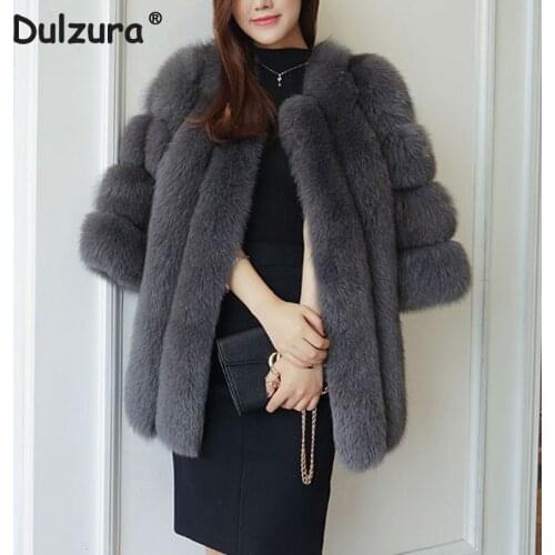 Elegant Faux Fox Fur Coat Women Brand Design Winter Jackets Coats Thick Warm Artificial Fox Fur Jacket Shaggy Long Outerwear
