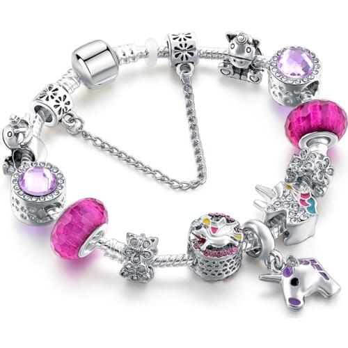 YADA Gifts 2020 diy Colorful Enamel Unicorn Bracelets&Bangles For Women Zircon Bracelets Crystal Jewelry Pulseras Mujer BT200364