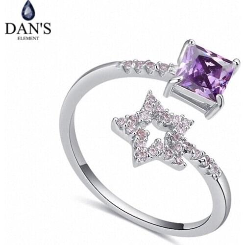 DANS Real Austrian Crystals Brand AAA Zirconia Micro Inlays Fashion Ring for women New Geometric 121482purple