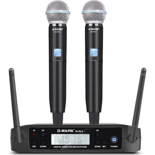 G-MARK GLXD4 Wireless Microphone Professional UHF Dual System SM58 Handheld Mic Stage Speech Wedding Show Band Home