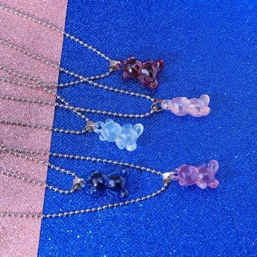 Sweet and Cute Judy Handmade Candy 7-color Cartoon Bear Pendant Necklace Female Daily Jewelry Party Gift Fashion Necklaces