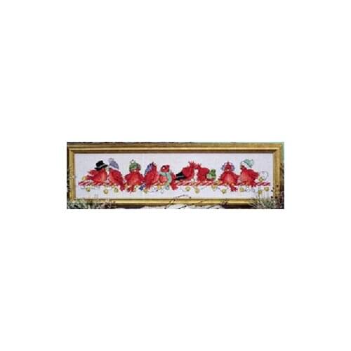 Top Quality Beautiful Lovely Counted Cross Stitch Kit Christmas Birds Red Bird A Row of Nine Birds design works 5473