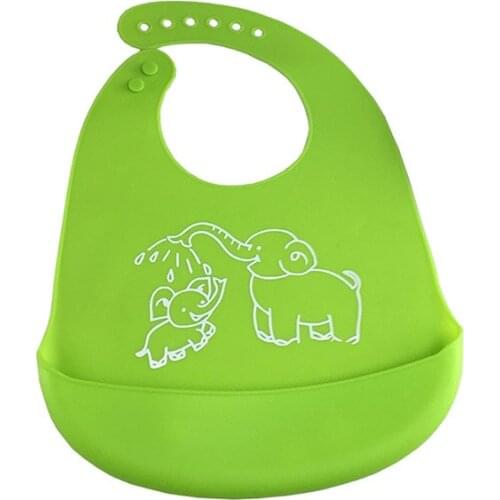 Waterproof Baby Silicone Bibs Burp Cloths Toddler Kids Adjustable Feeding Apron Saliva Bandana Eating bib Cartoon pattern