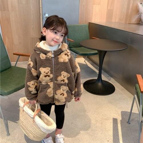 Girls Coat Hooded Cartoon Plush Velvet Coat Velvet Hoodie 20 Autumn and Winter Clothing New Foreign Trade Childrens Wear on Beh