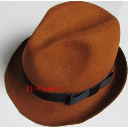 Women Lady Retro Buckle Floppy Panama Hat Belt Buckle Wool Fedora Hat