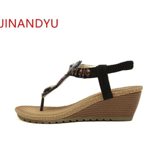 Bohemia Flip Flops Women Summer Beach Shoes Big Size Woman Platform Sandals with Heels Wedge Sandals Fashion Ladies Sandal Heels