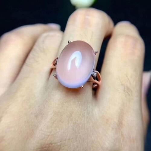 Natural And Real Rose Quartz luxury ring ring Free shipping gemstone 925 sterling silver Ring