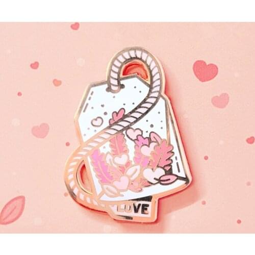 Love Brew Herbal Love Potion Tea Enamel Brooch Pin Hat Bag Collar Lapel Pins Badges Women Mens Fashion Jewelry Accessories