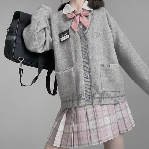 Japanese Girls Cute Sweet Sweater Jackets Cardigan Lolita V-neck JK Uniforms Women Student School College Style Cosplay Costumes
