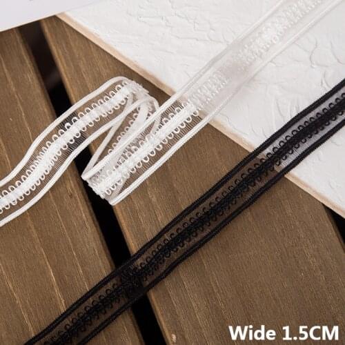 1.5CM Wide Nylon Cotton Stretch Lace Embroidered Elastic Collar Cuffs Trim Fringe Ribbon DIY Dress Headwear Sewing Accessories