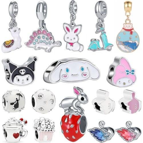 1Pcs New Cute Cartoon Bunny Panda Balloon Bead Pendant Fit Original Pandora Charm Bracelet Women Jewelry Gifts