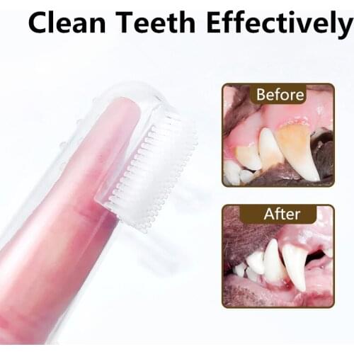 1pcs Pet Finger Toothbrush Safe Soft Silica Gel Dog Cat Brush Bad Breath Tartar Teeth Care Pet Cleaning Supply With Storage Box