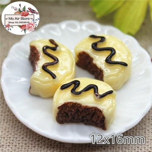 10pcs Chocolate cake Resin Flat back Cabochon imitation food Art Supply Decoration Charm DIY Craft