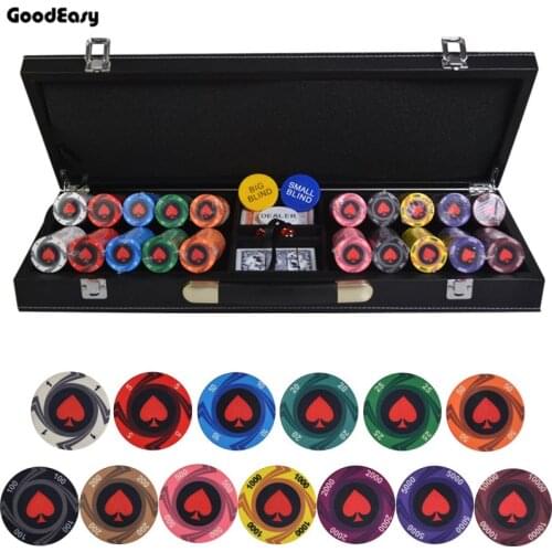 200-500Pcs/LOT Round Peach Heart Ceramic Coins Texas Hold'em Ceramic Poker Chips Sets Party Club Chips Leather Suitcase Set