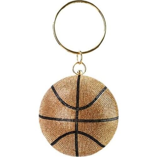 2020 Luxury brand Basketball bag Round Ball Gold Clutch Purses for Women Evening Rhinestone Handbags Ladies Party Dinner Bag