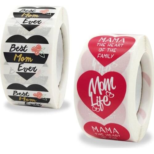 2021 1 inch 500 pieces/roll, heart-shaped thank you mother label, baking gift card, gift packaging sealing sticker