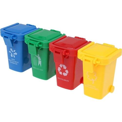 4pcs/set New arrival Mini Trash Can Toy Garbage Truck Cans Curbside Vehicle Bin Toys Kid Simulation Furniture Toy Gift