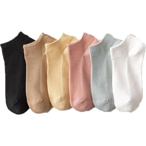 5 Pairs Lot Socks Women Set Korean Style Ankle Sokken Rainbow Harajuku White Solid Color Femme Sock Slippers Pack Calcetines