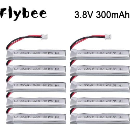 10PCS 1S 300mAh 3.8V 30C/60C LiHV Lipo battery PH2.0 Plug for UK65 US65 Mobula7 Snapper6/7/8 65S Drone