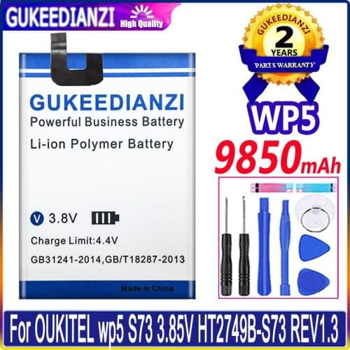 GUKEEDIANZI Battery 9850mAh for OUKITEL WP5 IP68 Waterproof Smartphone MT6761 5.5 inch Batteries