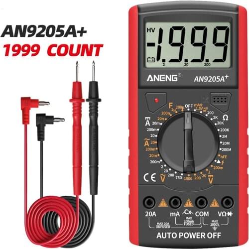ANENG AN9205A+True-rms Digital Multimeter Transistor Tester Capacitor Tester Automotive Electrical Capacitance Meter Temp Diode