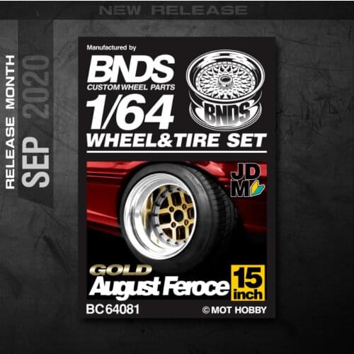 BNDS 1:64 Metal Wheels Rubber Tires AUGUST FEROCE 4H Hot Rims Custom Modified Parts JDM VIP Style Model Car Vehicle 4pcs Set Toy