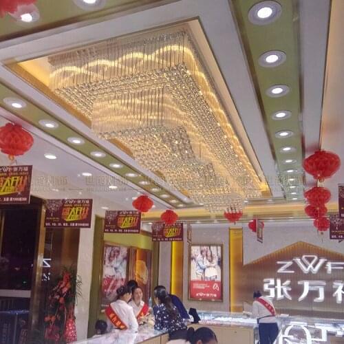 Large hotel project crystal lamp rectangular wave jewelry store lobby hall bar ceiling lamp led lighting fixture led lamp home