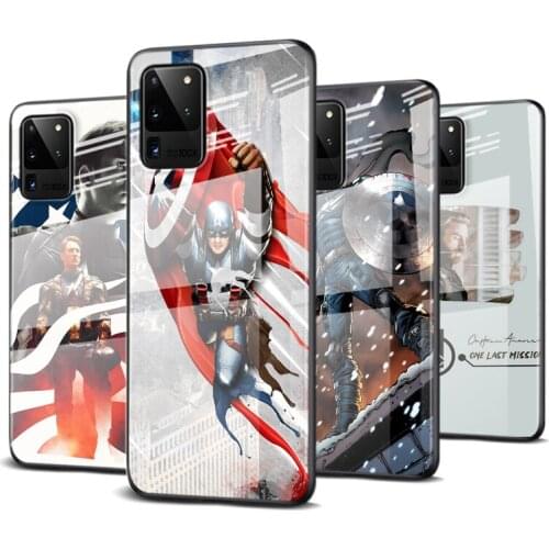 Tempered Glass Cover Marvel Captain America Art For Samsung Galaxy S20 FE S10e S10 S9 S8 Ultra Plus Lite Plus 5G Phone Case
