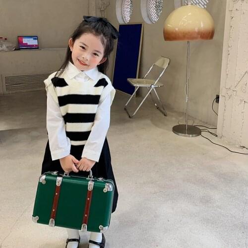 Childrens Vest Sweater Vest 2021 Autumn New Boys and Girls Striped Crew Neck Casual Sweater Vest Kids Winter Clothes