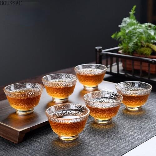 Home exquisite 6-piece glass set, small wine glass, teacup, heat-resistant glass, multi-color optional, suitable for gifts